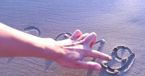Writing 2019 in the sand Video stock 100193882