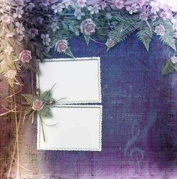 Writing abstract background with frame and floral beautiful bouquet Stock Photos