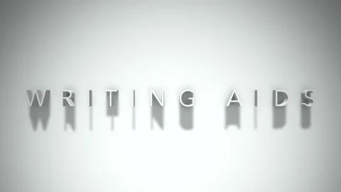 Writing aids 3D title animation white text on a white background Stock Footage 299373896