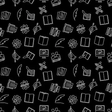 Writing and Copywriting vector dark seamless pattern イラスト素材