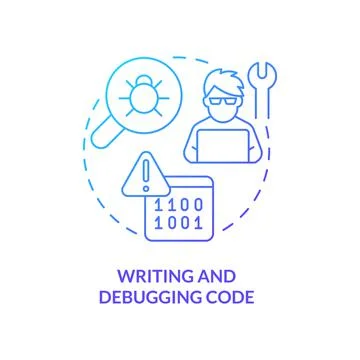 Writing and debugging code blue gradient concept icon 스톡 일러스트