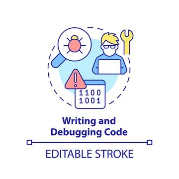 Writing and debugging code concept icon Stock Illustration