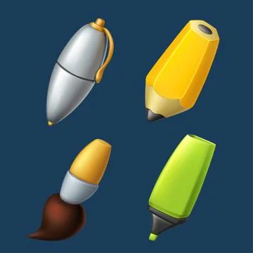 Writing and drawing tools set Stock Illustration