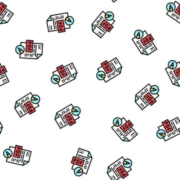 Writing and editing pdf file vector seamless pattern Stock Illustration