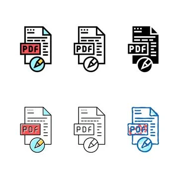 Writing and modern editing pdf file color icon vector Stock Illustration