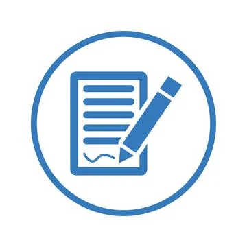 Writing, article, blog, write icon. Blue vector EPS. イラスト素材