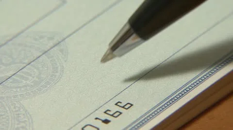 Writing a Bank Check Stock Footage 10740301