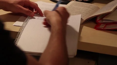 Writing on big copybook Stock Footage 63364767