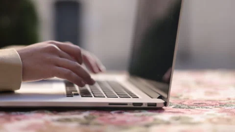 Writing blog, study distant, using laptop, 스톡 동영상 248646324