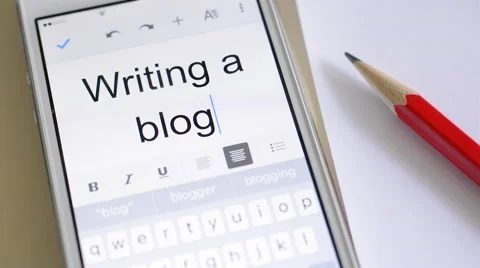 Writing a blog. Using a mobile phone text message. Video stock 60329129