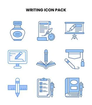 Writing Blue Bundle Icons Pack イラスト素材