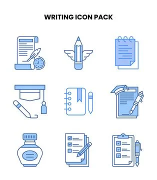 Writing Blue Scalable Icons Pack Illustrazione stock