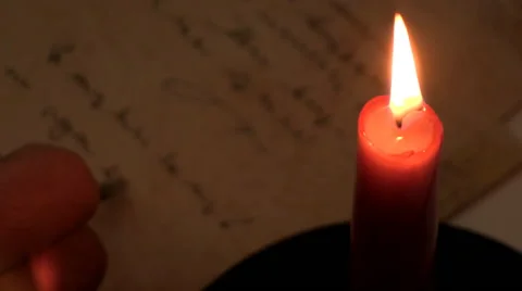 Writing by candlelight 2 Video stock 49441014