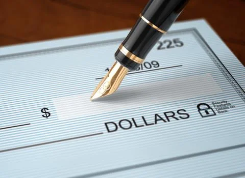 Writing a check Foto stock