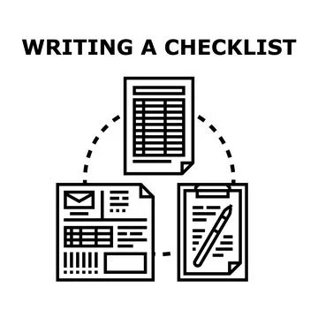 Writing a checklist for efficient planning and task management Illustrazione stock