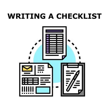 Writing a checklist for efficient planning and task management Stock Illustration