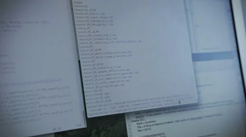 Writing Code on Computer Programing Screen Stock Footage 50057073