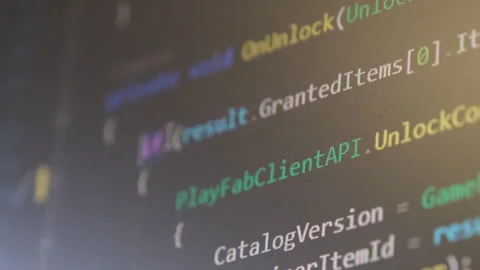Writing code, software development, screen close up Stock Footage 259214774