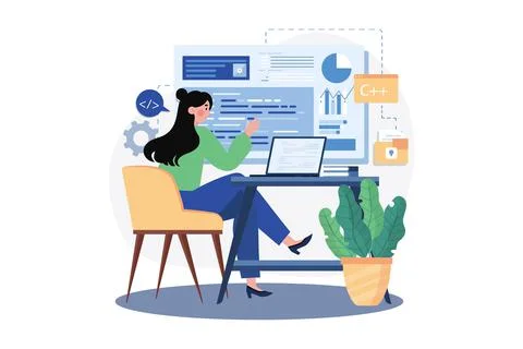 Writing codes and typing data code technology Illustrazione stock