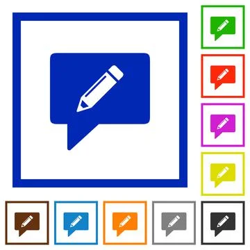 Writing comment flat framed icons 스톡 일러스트