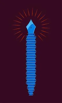 Writing concept, pen with book stack vector Stock-Illustration