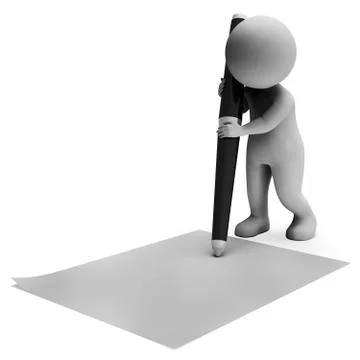 Writing Copyspace Indicates Correspondence Write And Render 3d Rendering Stock Illustration