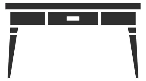 Writing desk icon. Black table. House furniture Stock Illustration