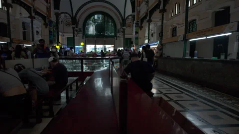 A writing desk inside the Saigon Central Post Office, revealing the grand Stock Footage 305450608