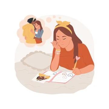 Writing a diary isolated cartoon vector illustration. Stock Illustration