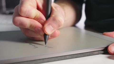 Writing on Digital Tablet with Stylus Stock Footage 328053174