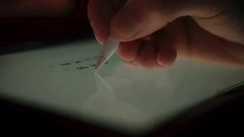 Writing on a Digital Tablet with a Stylus for Planning Daily Tasks Stock-Footage 331170391
