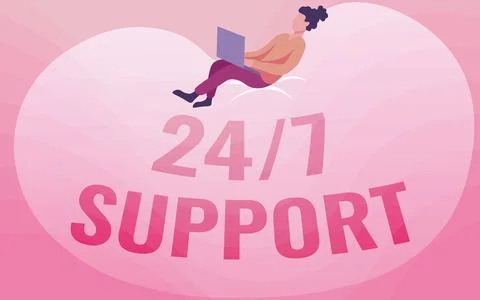 Writing displaying text 24 Or 7 Support. Conceptual photo Giving assistance to イラスト素材
