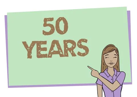 Writing displaying text 50 Years. Concept meaning Honoring Ruby Jubilee Illustrazione stock