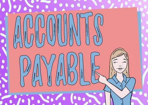 Writing displaying text Accounts Payable. Word for money owed by a business to Illustrazione stock