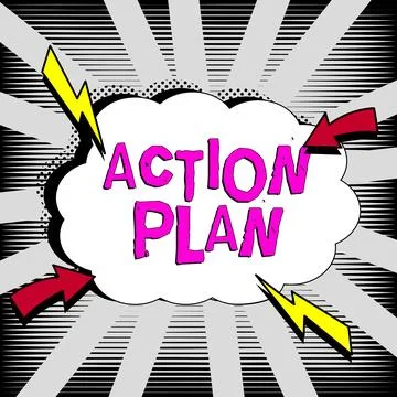 Writing displaying text Action Plan. Word for list of things or schedule to be Stock Illustration
