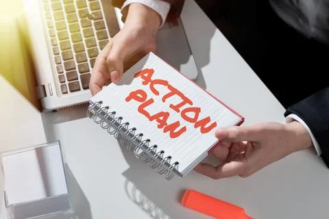 Writing displaying text Action Plan. Business idea list of things or schedule to Foto stock