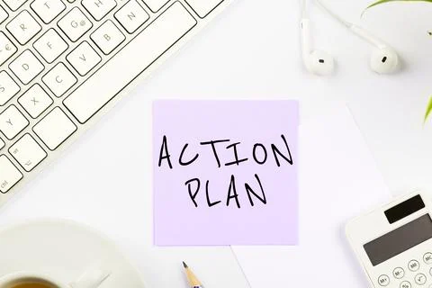 Writing displaying text Action Plan. Business idea list of things or schedule to Foto stock
