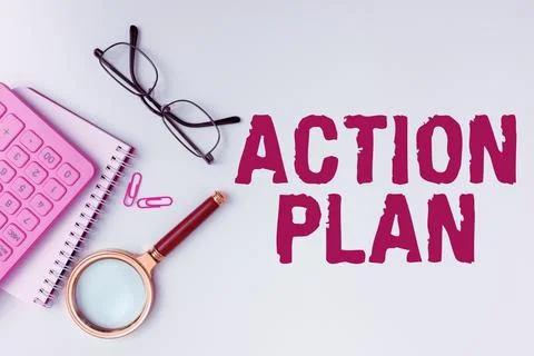 Writing displaying text Action Plan. Conceptual photo list of things or schedule Foto stock