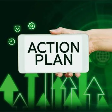 Writing displaying text Action Plan. Business concept list of things or schedule 写真素材