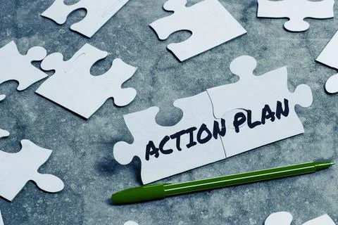 Writing displaying text Action Plan. Conceptual photo list of things or schedule 写真素材