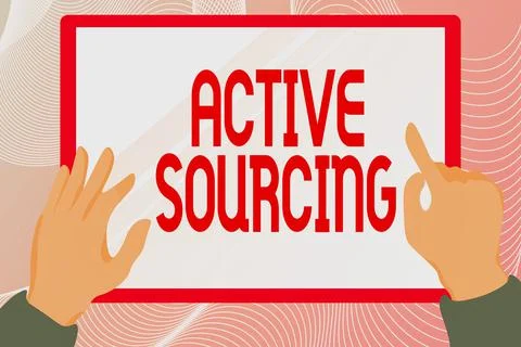 Writing displaying text Active Sourcing. Business overview search for potential イラスト素材