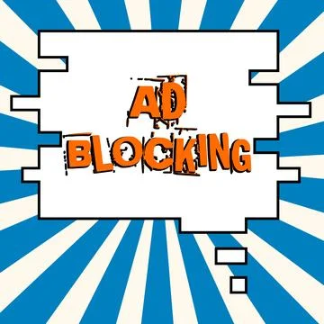 Writing displaying text Ad Blocking. Word for program that will remove different Stock Illustration