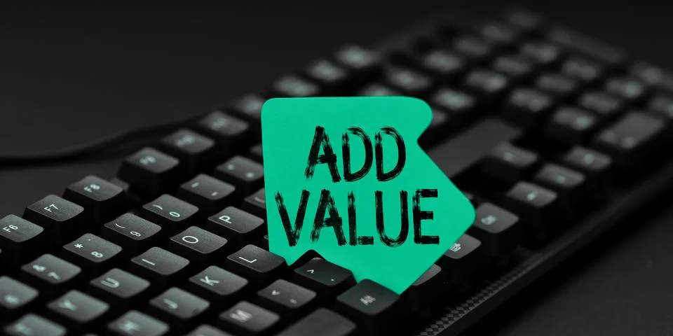 Writing displaying text Add Value. Conceptual photo an improvement or addition 스톡 사진