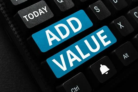 Writing displaying text Add Value. Business showcase an improvement or addition 写真素材