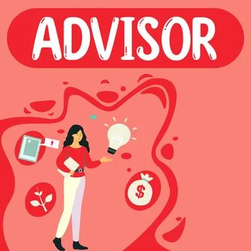 Writing displaying text Advisor. Concept meaning Give advice recommendation Stock Illustration