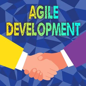 Writing displaying text Agile Development. Concept meaning alliance between 스톡 일러스트