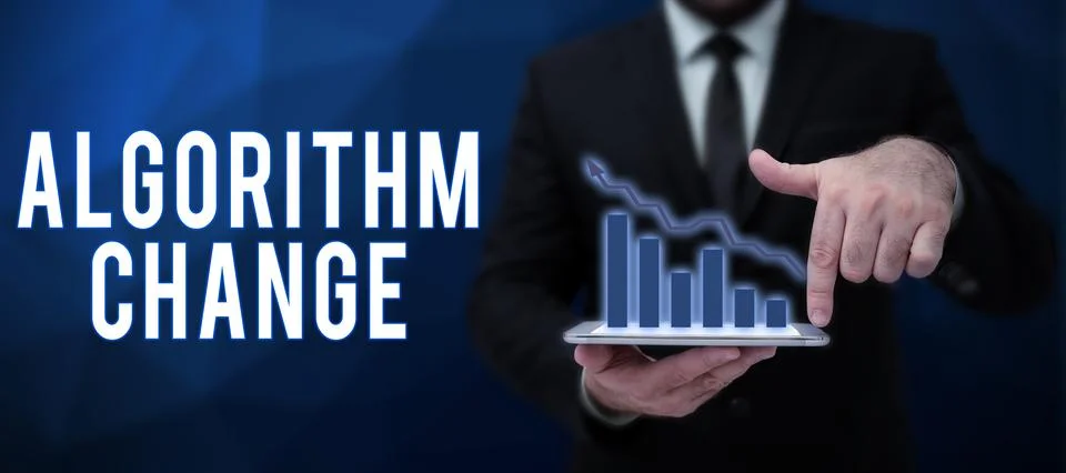 Writing displaying text Algorithm Change. Word for managed investment of assets 写真素材