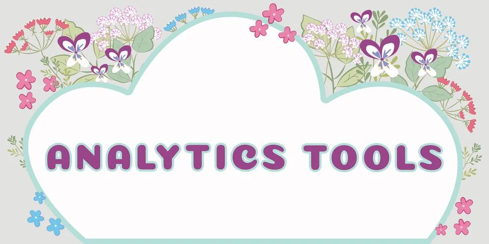 Writing displaying text Analytics Tools. Word for pieces of web application a Foto stock
