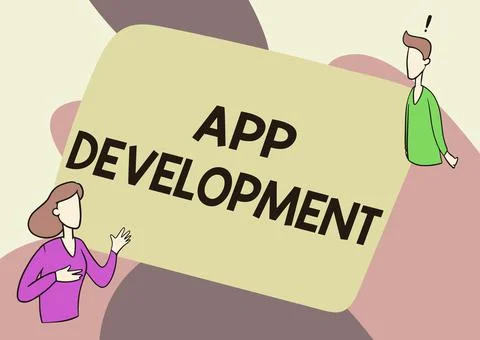 Writing displaying text App Development. Internet Concept Development services Illustrazione stock