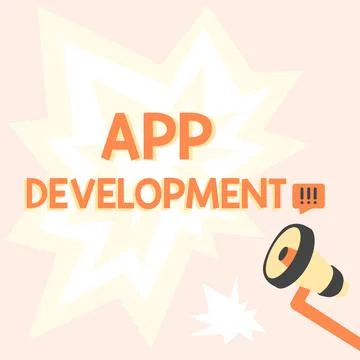 Writing displaying text App Development. Word for Development services for Stock Illustration